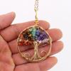 Collana in Pietra Naturale Albero della Vita Avvolta in Filo con Pietre Frantumate Multicolori - N750