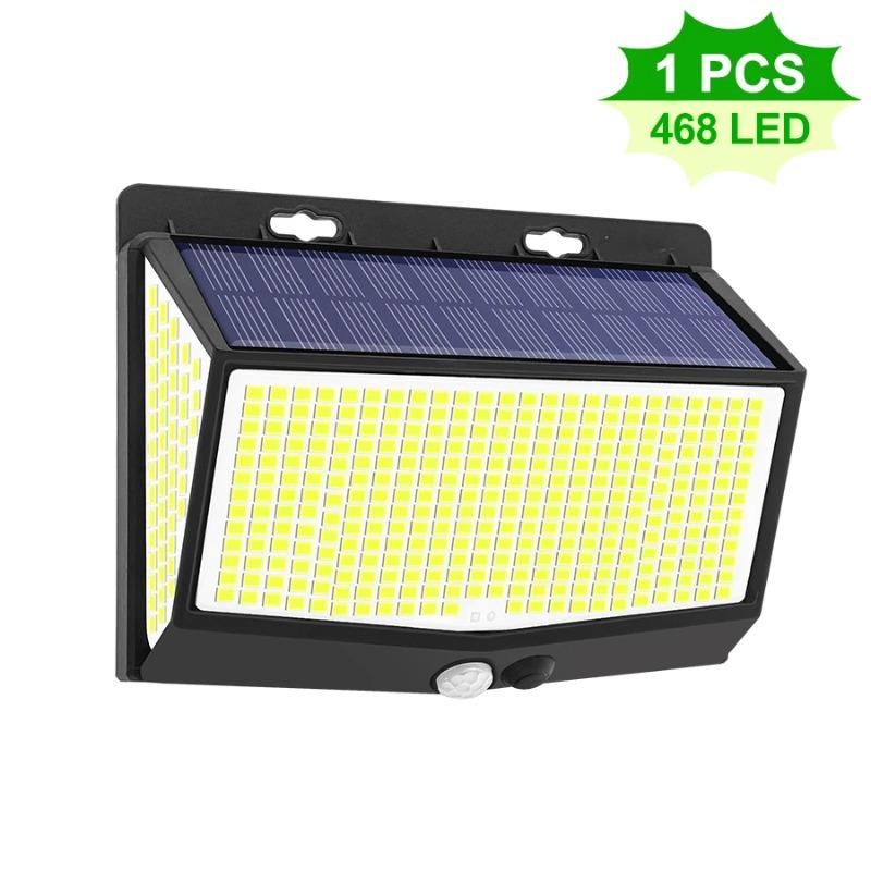 Solar Motion Lights Outdoor 468LED 3 Modes Solar Fence Lights Waterproof Solar Security Lights Yard Door Patio Garage Step 180° Lighting Angle