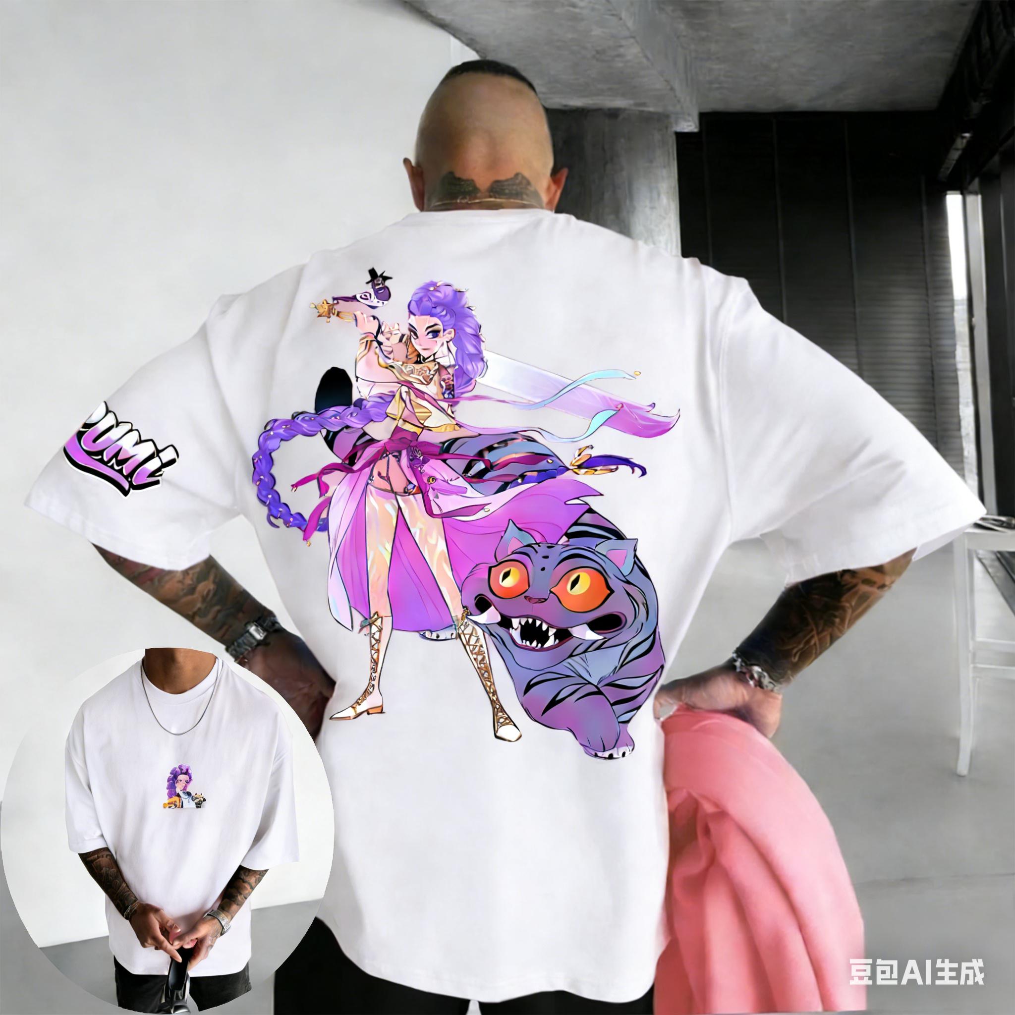 

Derpy Big Blue Cat KPop Demon Hunter Rumi Tiger Officially Authorizes Netflix Anime Summer Men Women Cotton Oversized Tshirt S