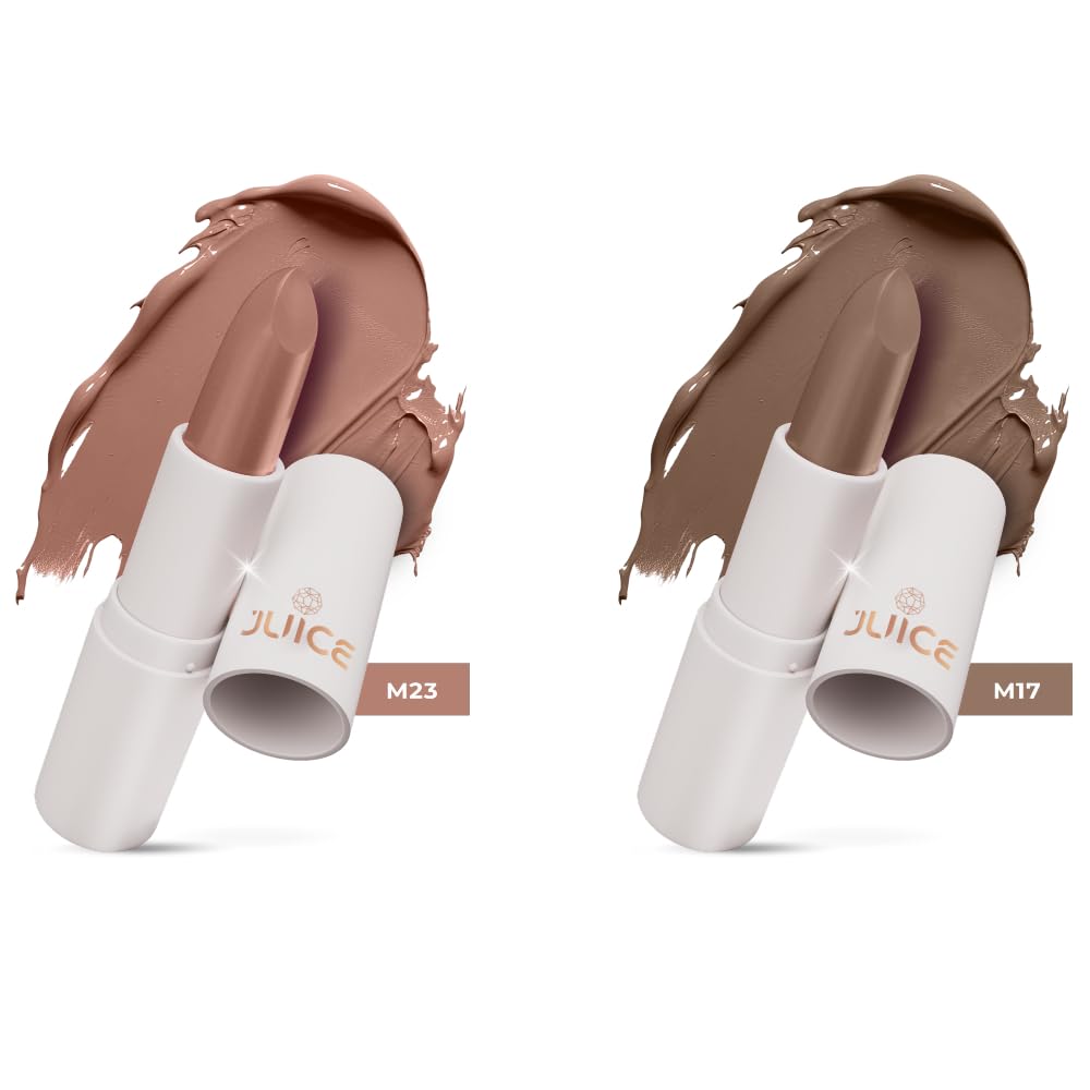 

Juice Kiss Sensation Lipstick with Goodness of Bio Retinol, UV Protection & Long lasting Lipstick, Pack of 2 (Browned - M17 & Eternal Nude - M23)