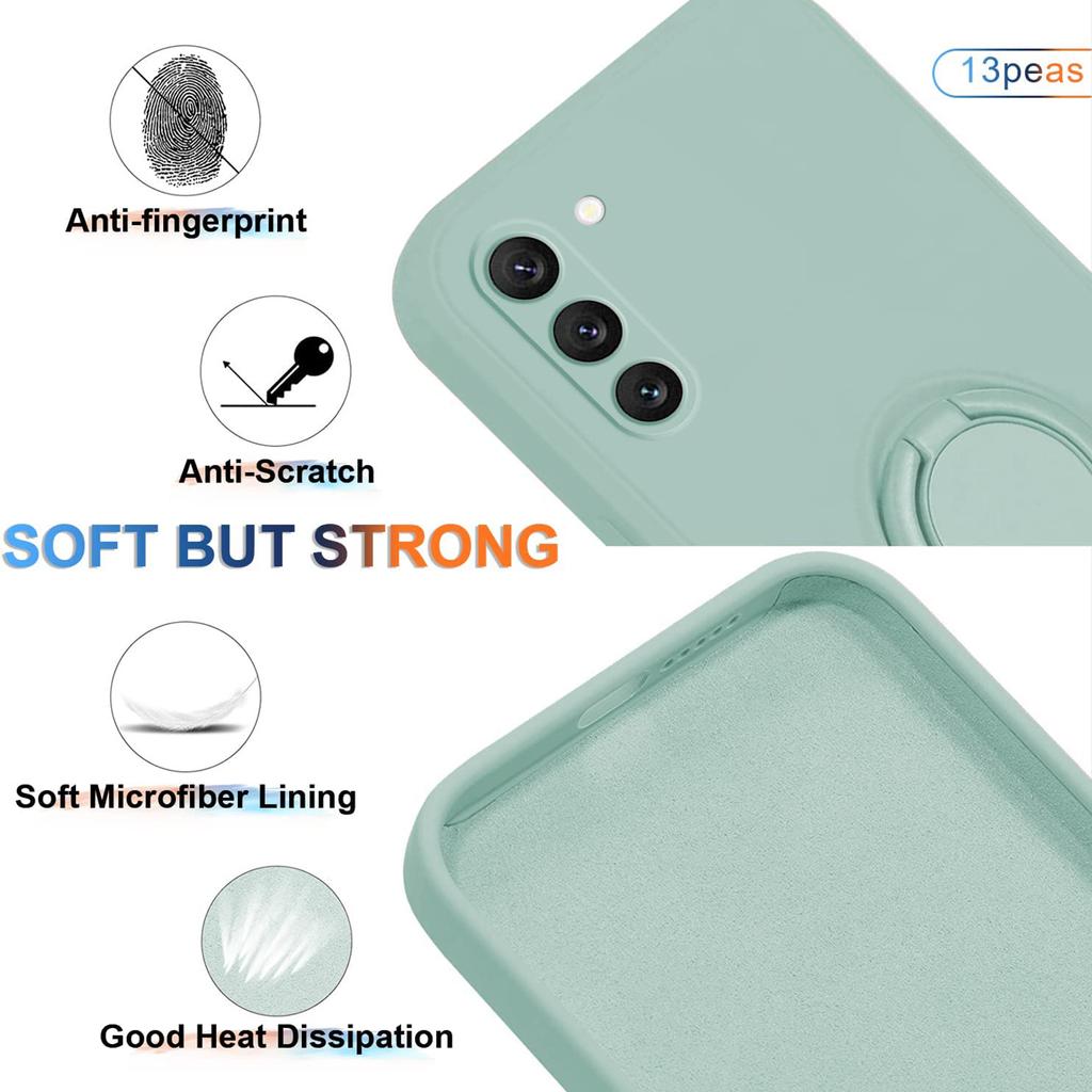 Liquid Silicone Phone Case for Samsung Galaxy S23 Ring Kickstand Phone Back Cover with Lanyard