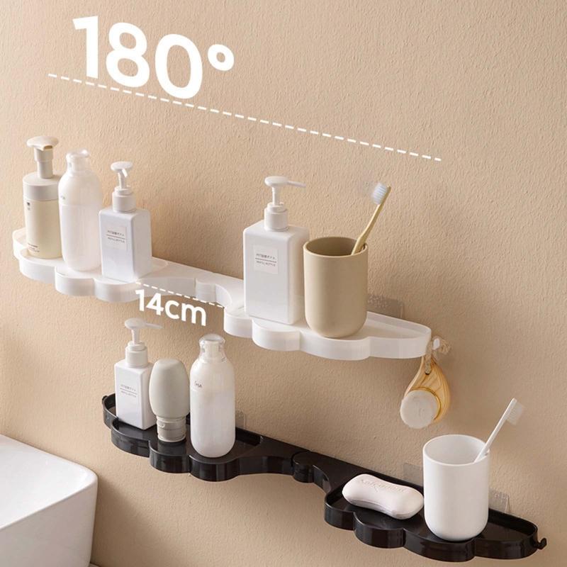 Eckregal in Flügelform, drehbar, Badezimmer-Wandmontage, ohne Bohren, faltbar, Duschablage, Halter, Organizer