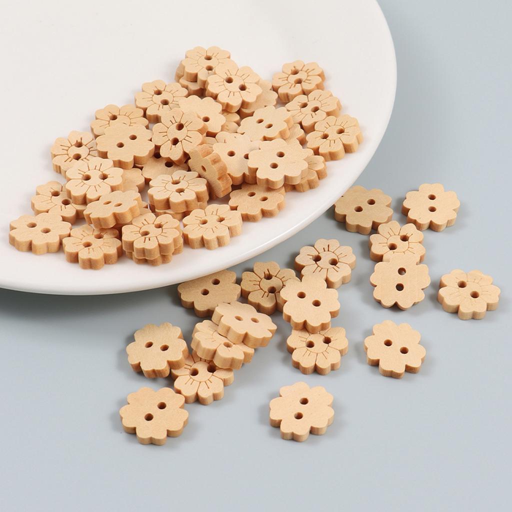 50 stk 2 hull Naturfarge Sommerfugl Dyr Blomst Treknapper For Håndarbeid Håndverk Scrapbooking DIY Sy Tilbehør