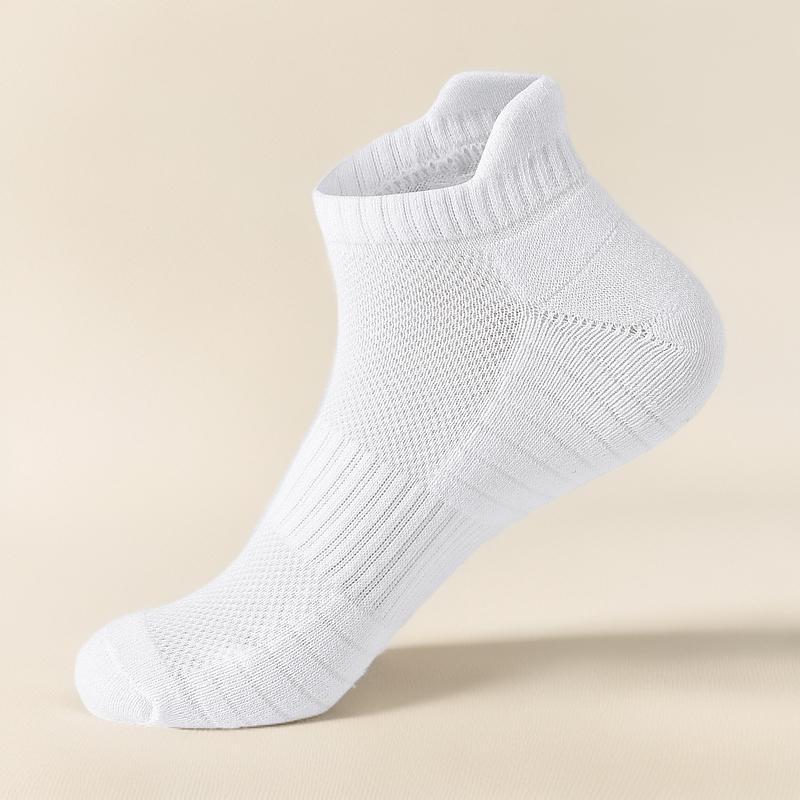 1 Pair Men's Ankle Socks Athletic Running Socks Low Cut Sports Socks Cotton Solid Color Mesh Breathable Cushioned Tab Socks