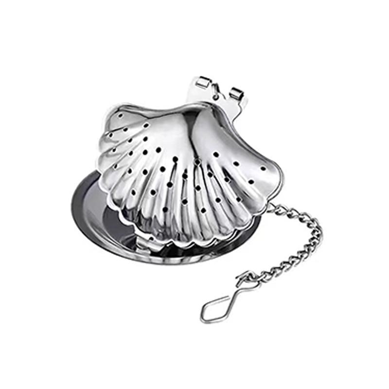 1Pc,Stainless steel chain tea leakage owl small teapot house bird duck shell type tea filter creative tea maker