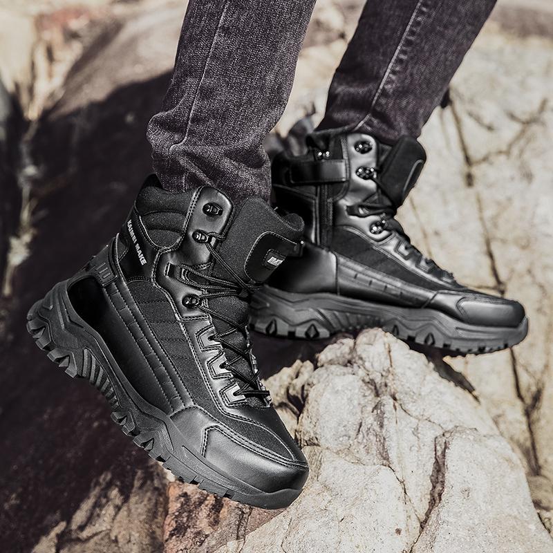 New Men Casual Hunting Ankle Boots Outdoor Lace-Up Hiking Man Boot All-match Hunting Work Boots for High Top Motorcycle Shoes