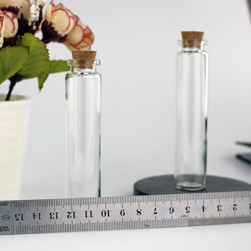 1mL Drift Bottle: Wood Stopper, Glass, Aluminum Lid – Creative Mini Wishing Bottle for Decor.