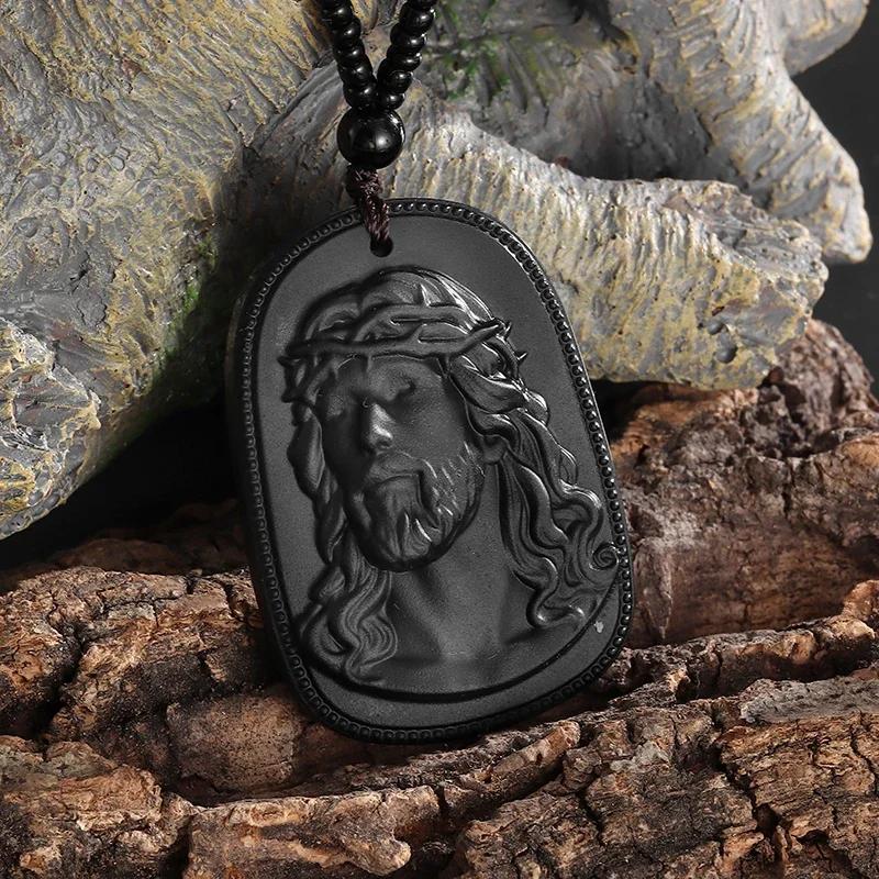 Exquisite Buddhistische Jade-Anhänger-Halskette für Männer und Frauen Religiöse Persönlichkeit Einfaches Amulett Party Kirchenzubehör