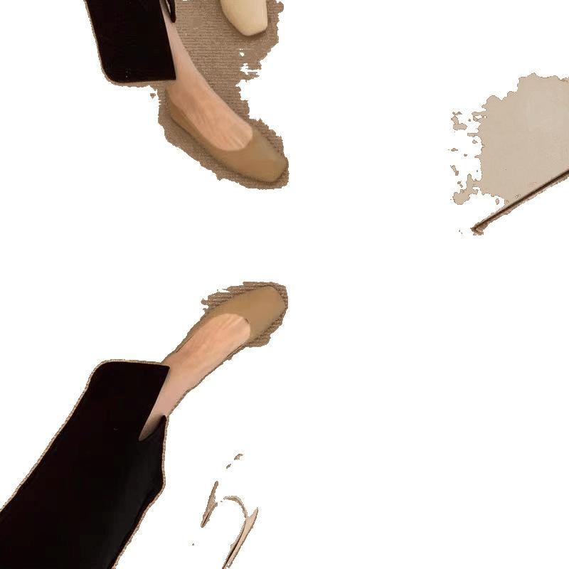 Super soft lambskin~ Small inner height increase of 6cm single shoes women's shallow mouth thick heel square head grandma shoes soft sole Doudou shoes