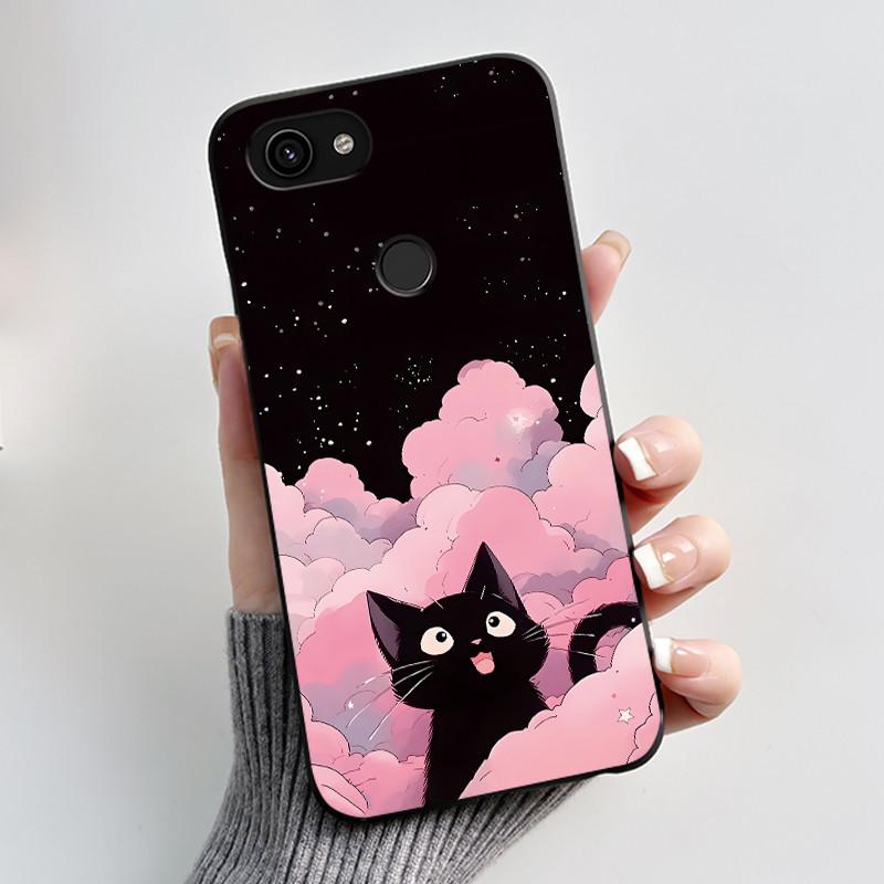 For Google Pixel 3 3a XL Case Cute Rabbit Black Soft TPU Silicone Cover for Pixel 3 XL Phone Cases Pixel3A 3 A Pixel3 3XL Capa