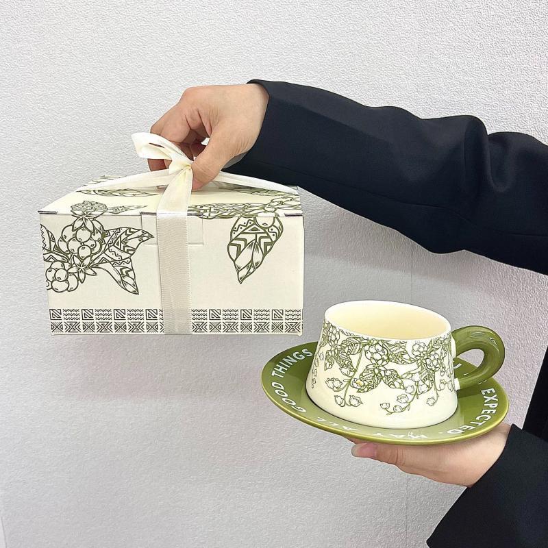 

OLOEY Vintage Oil Painting Ceramic Coffee Cup & Saucer Set