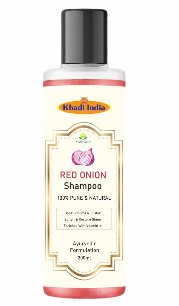 Khadi 100% Puro e Naturale Shampoo Erboristico alla Cipolla Rossa per la Crescita dei Capelli e il Controllo della Caduta dei Capelli Detergente per Capelli Forti e Lucidi, per Uomini e Donne - 200