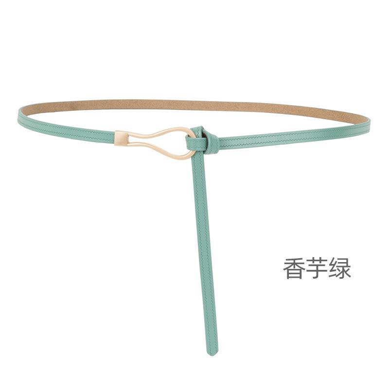 Four Seasons Available New Women'S Leather Thin Belt With No Hole Design Decorative Belt Waist Seal Dress Versatile Two Layer Leather Belt