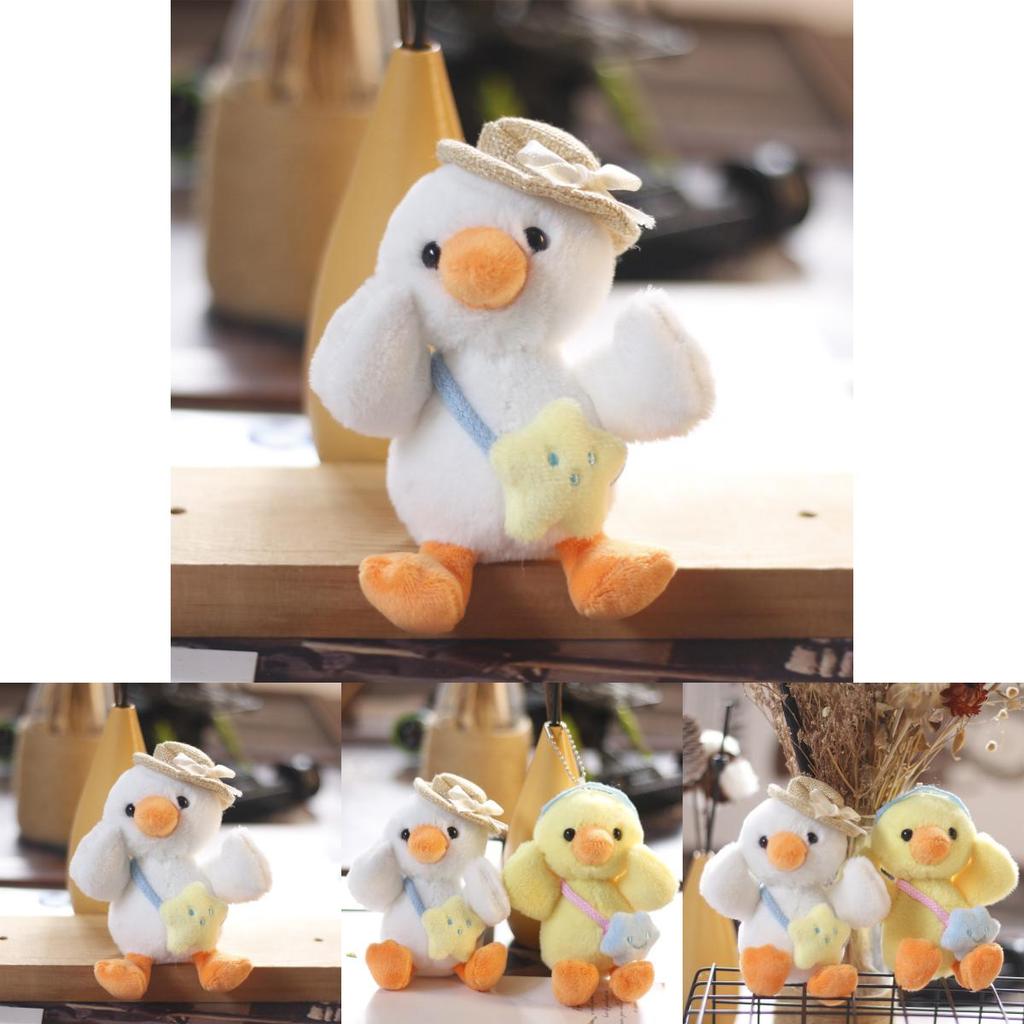 Cute Mini Plush Duck Keychain Soft Stuffed Animal Toy White And Yellow Colors