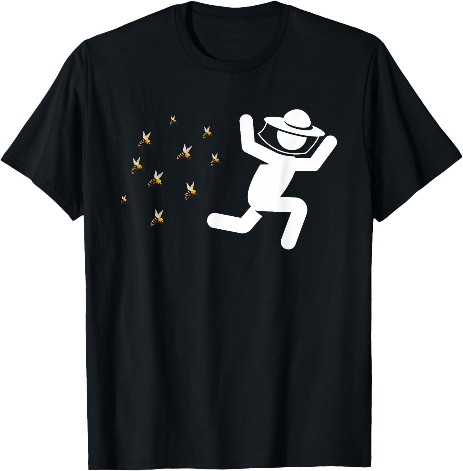 Beekeeper Chased by Bees Funny Honeybee Beekeeping Bee Lover T-Shirt L