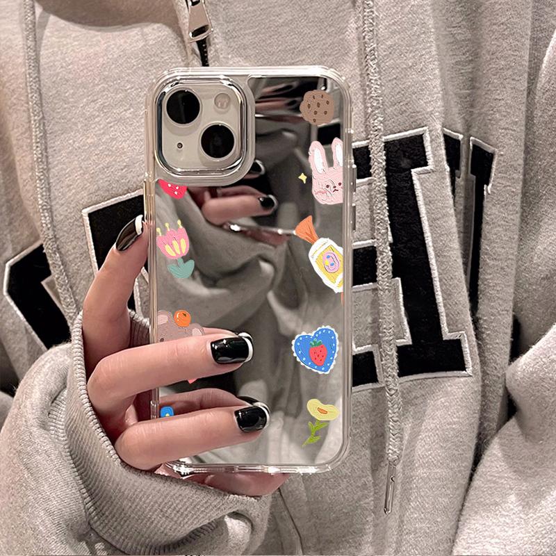 Mobile Phone Cases for iPhone 11 13 XR 15 Pro Max 12 14 Pro Max Case iPhone 16 XS Max Mirror Protective Case Mirror Exquisite Cartoon Waterproof