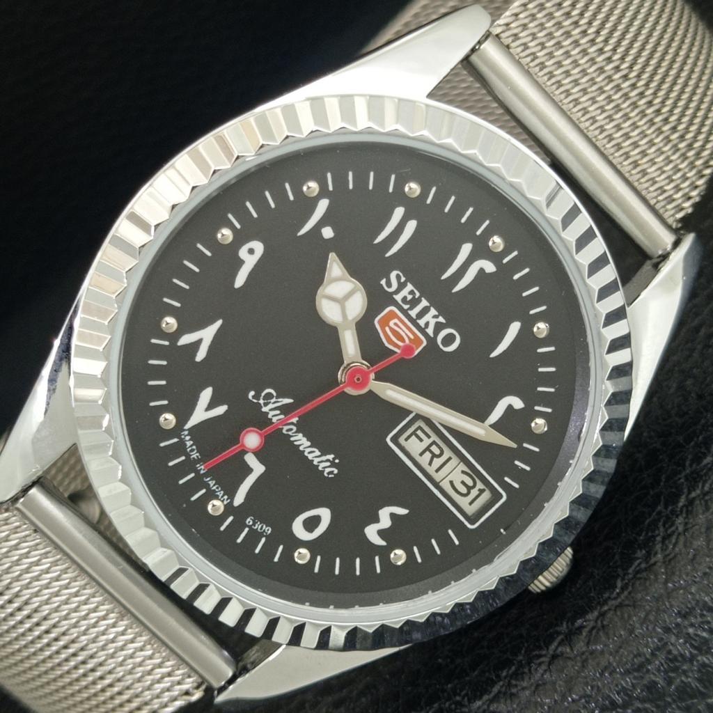 AUTOMATIC VINTAGE REFURBISHED SEIKO 5 6309A JAPAN MENS BLACK WATCH A442513-1