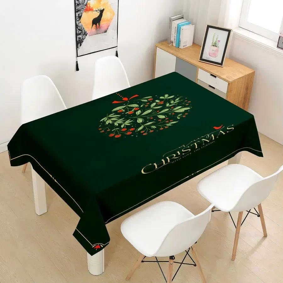 Rectangular Green Christmas Table Cloth Cover Party Tablecloth For Dining Tables Decoration Coffee Manteles Para Fiesta