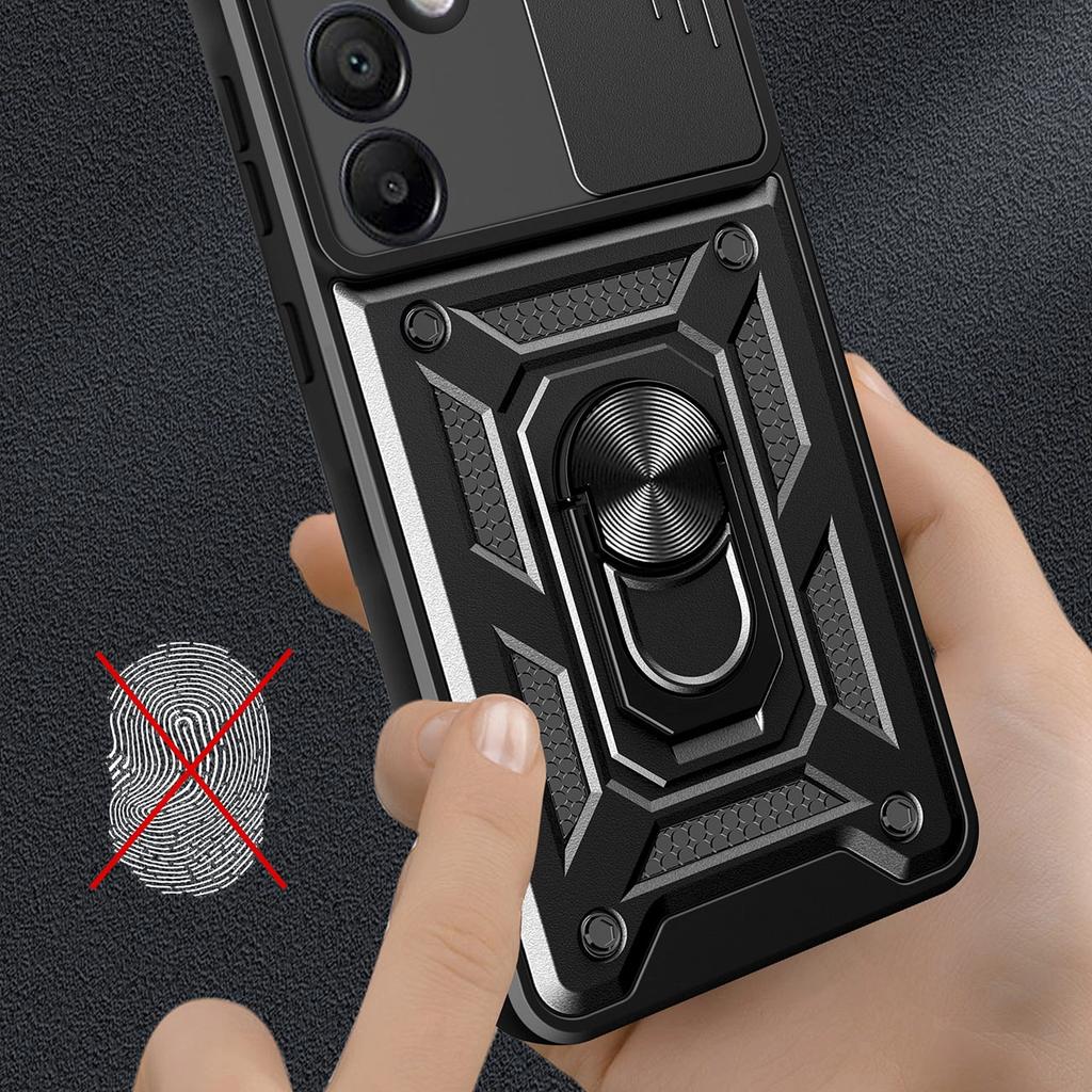 Pancerne Etui Hybrid Armor Camshield Z Podstawką I Osłoną Aparatu Na Samsung Galaxy A36 - Czarne