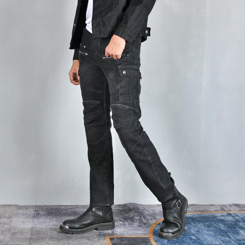 Motorcycle jeans men's, motorcycle cycling pants winter velvet warm racing anti-drop pants