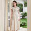 Elegant French V-Neck Tie-Waist Maxi Dress
