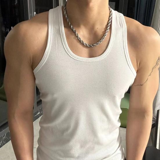 Sommer Herren Weste O-Ausschnitt Slim Fit Elastisch Einfarbig Ärmellos Tanktop