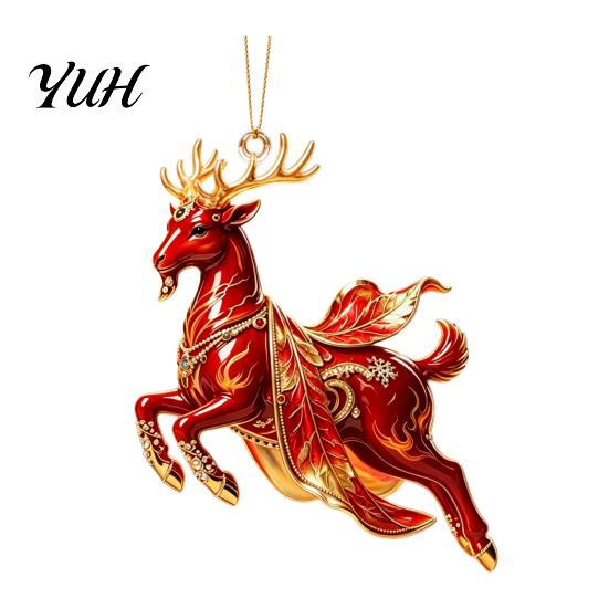 Festive Atmosphere Party Decor Galloping Goat Hanging Ornament, 2D Flat Acrylic Pendant, New Year Unique Animal Pattern Pendants Decoration