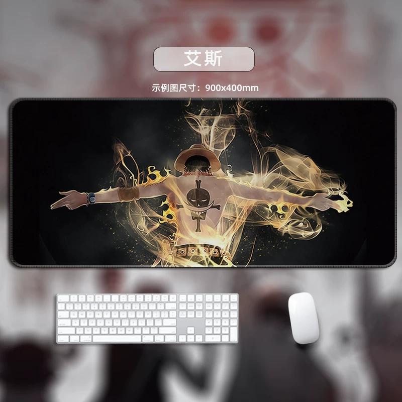 One Piece Leather Mouse Pad Oversized Small Office Gaming Keyboard Pad Desk Pad Bristle Bracelet Monkey D. Luffy Roronoa Zoro Decorative Desk Mat