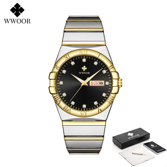 WWOOR Luxury Watches For Men Fashion Business Waterproof Stainless Steel Luminous Men's Quartz Wristwatches Male Reloj Hombre
