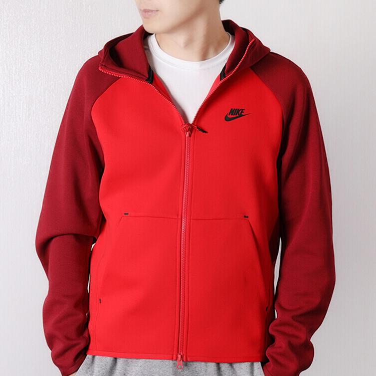 Nike Color Block Hooded Casual Jacket Men Jacket Red 928484-657