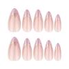 French Pink False Nails 24Pcs Almond Shape With Bowknot Decoration For Wedding Party