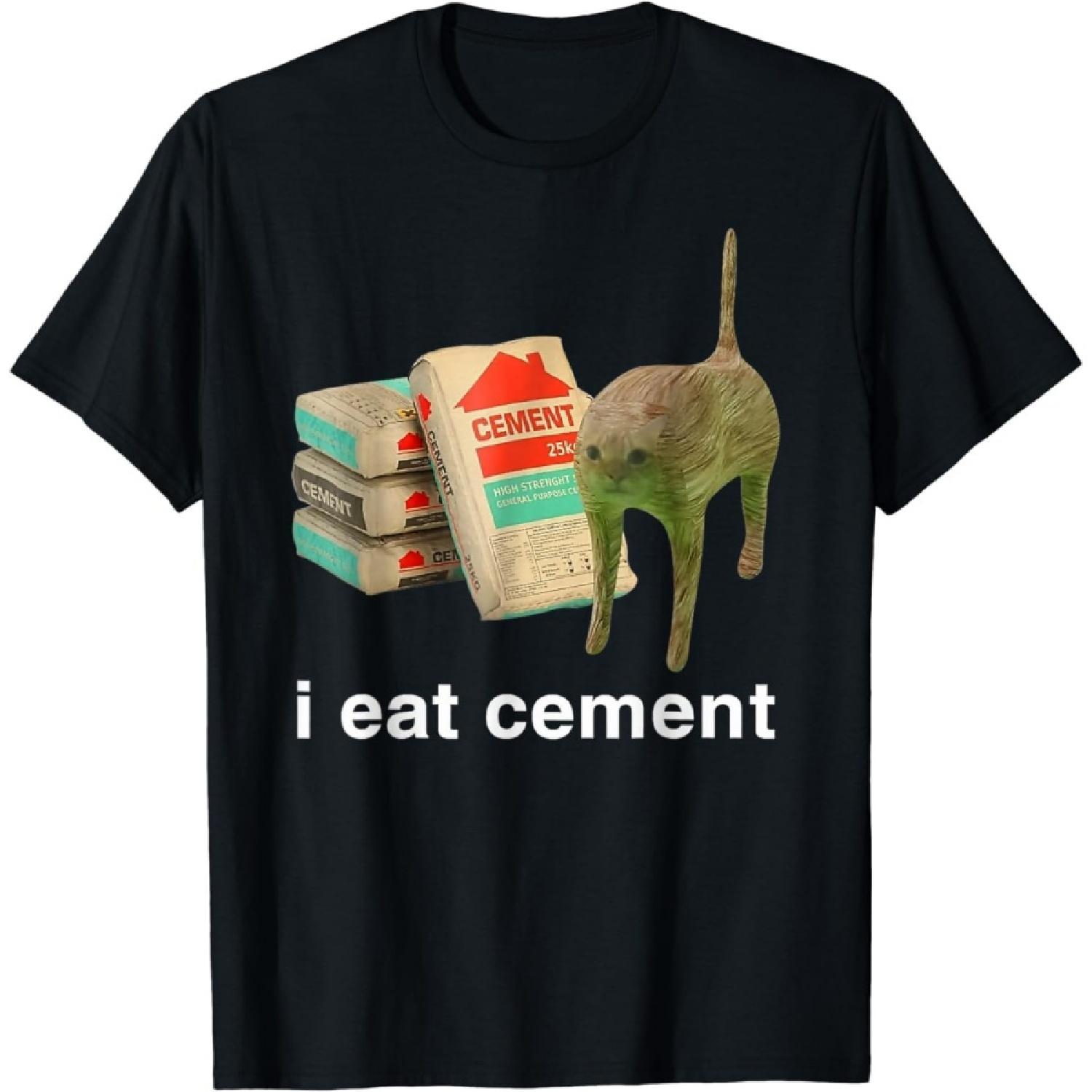 ZisZor Я Ем Цемент Проклятый Кот Смешной Странно Специфичный Dank Мем Футболка S