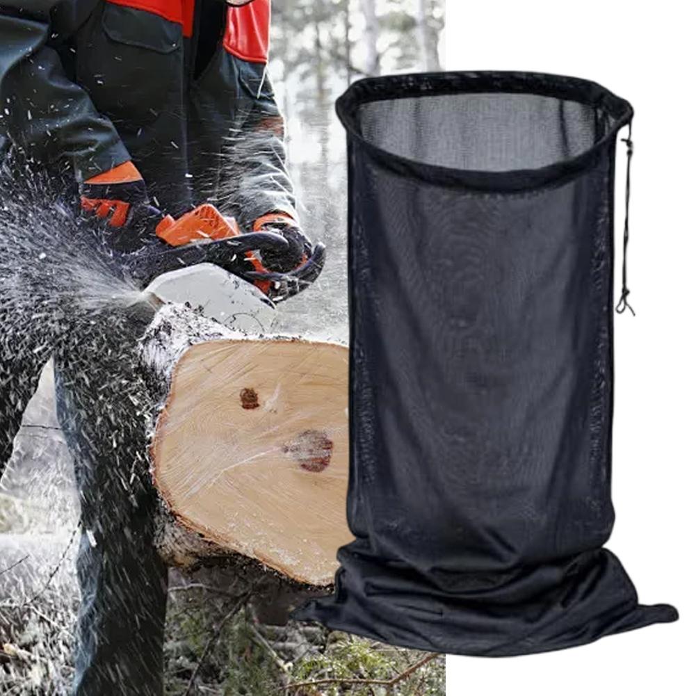 Mulcher Replacement Wood Chipper Bag For Yard Cleanup Polyester Nylon Mesh Two Metal Rope Locks Adjustable Fit