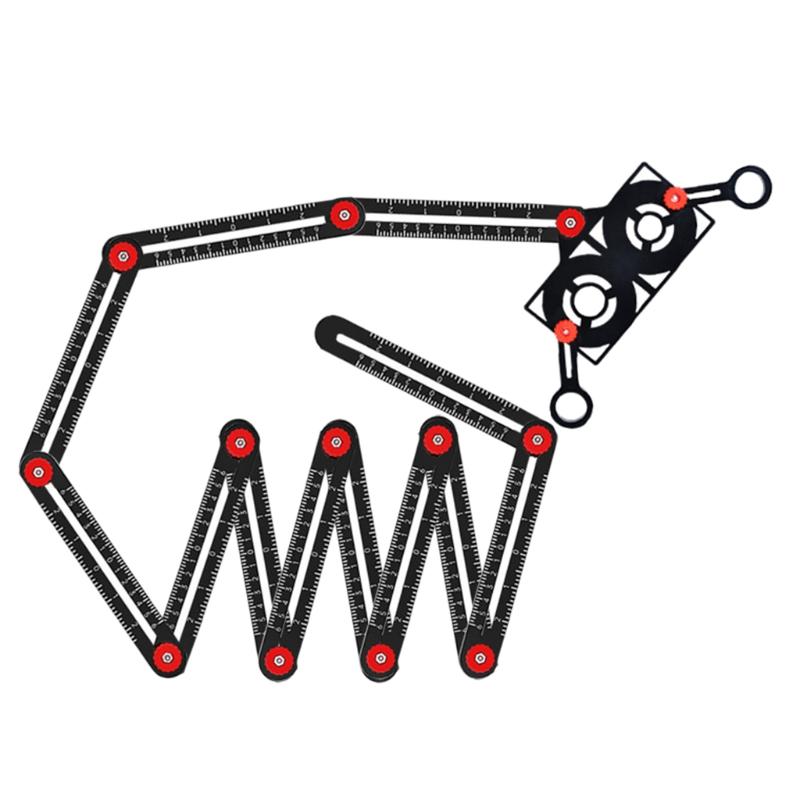 Aluminum Alloy Multi-function 6/12 Fold Ruler Angle Finder Universal Angler Ruler Metal Drill Guide Locator 6/12 Fold