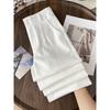 New White Tencel Linen Wide-Leg Pants for Women, Summer Thin Anti-Wrinkle Cotton Linen Suit Pants, Draped Ice Silk Pants