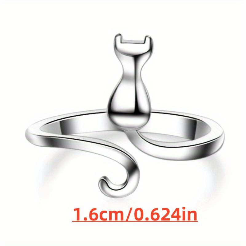 Elegant Stainless Steel Lucky Cat Ring Chic Cute Perfect for Daily Wear or Parties, Ideal Birthday, Anniversary, Halloween, Christmas Gift