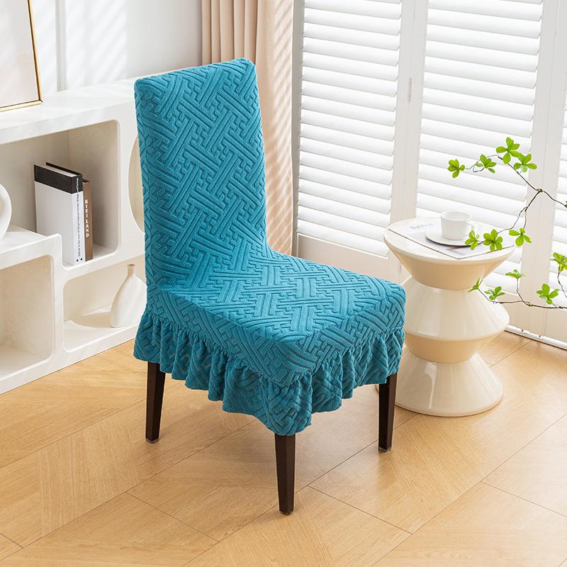 Stretchy Chair Cover With Skirt Universal Size Soft Comfortable Chair Cover For Dining Room Hotel Simple Dustproof Chair Cover