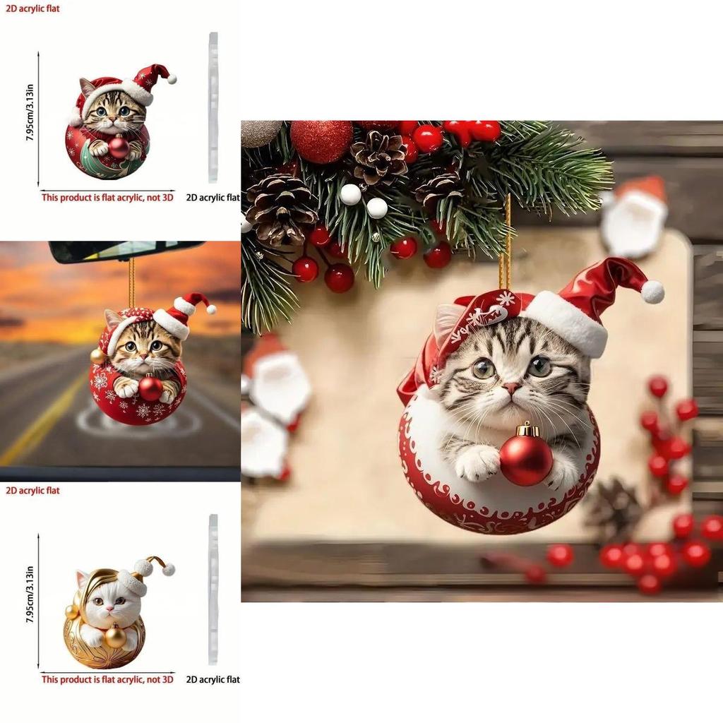 Car Hanging Ornament Acrylic Cat Cartoon Design For Holiday Home And Auto Decoration