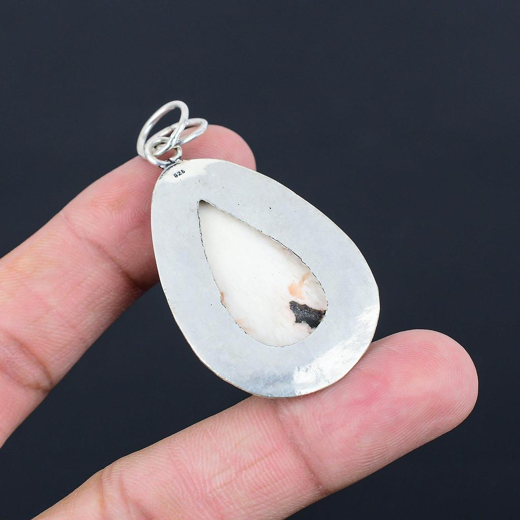 Jubileumsgåva till henne Naturlig skolecit ädelstenshänge 925 sterlingsilver