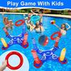 Inflatable Cross Ring Toss Game Set Pool Toy Games for Kids Adults Floating Ring Toss Billiards Game Summer Water Game Toy for Beach Backyard