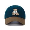 Retro color matching bear embroidered baseball cap sweet and cute versatile peaked cap big head circumference wide brim shows small face