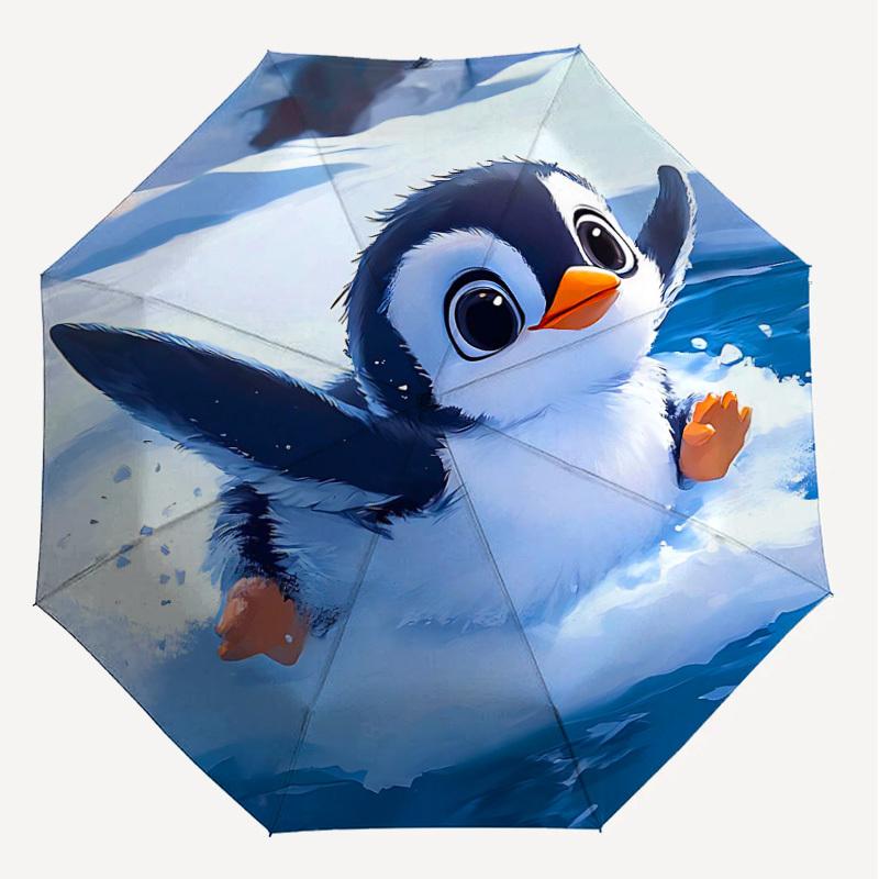 1PC Penguin Snow Umbrella-8-Rib Reinforced Portable Folding Travel Suitable for All Seasons Outdoor Daily Use Is an Ideal Choice -F356