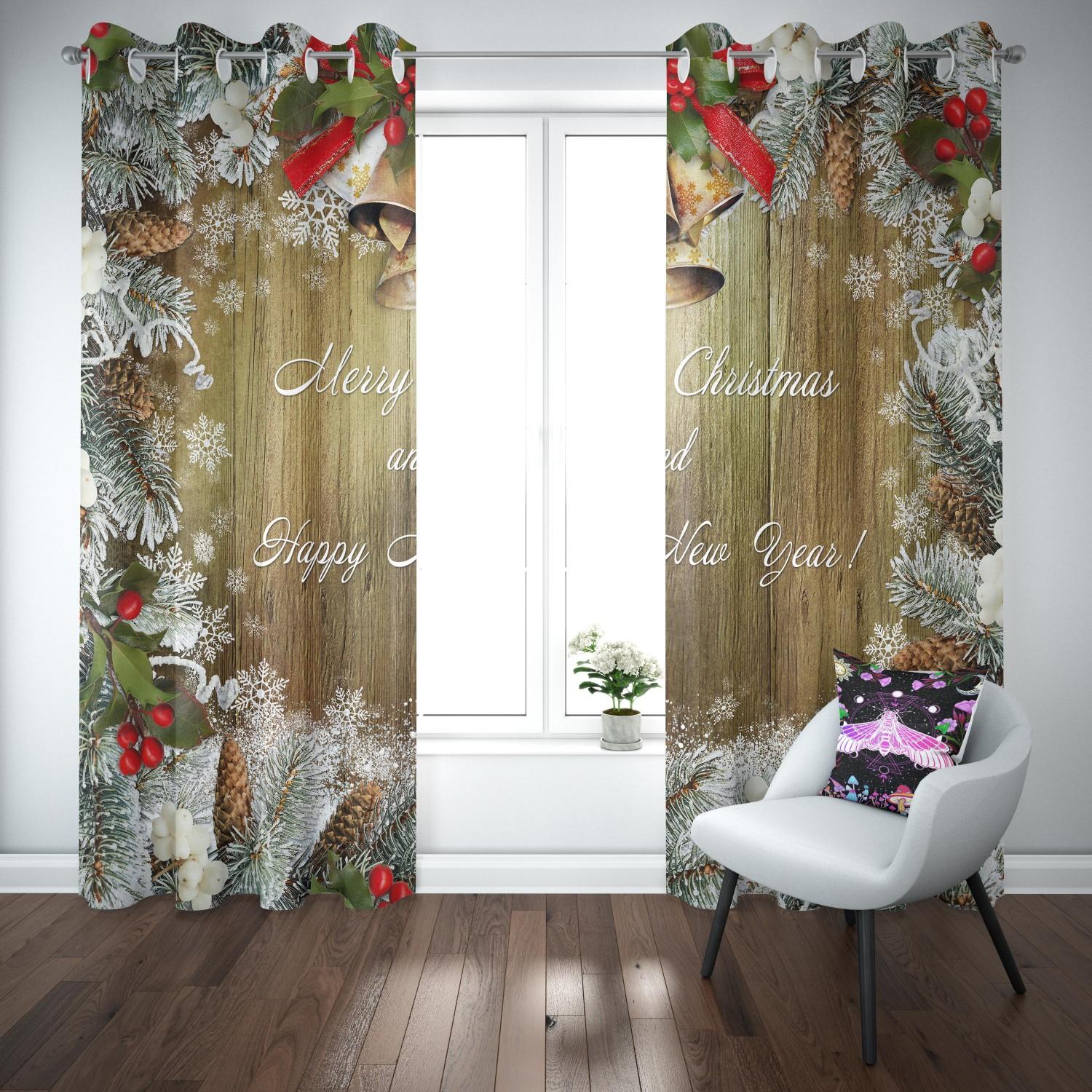 

Рождественские шторы для гостиной Тонкие шторы для спальни Снежинка Принт Плотные шторы Верхняя часть Люверса Домашний декор 2 панели W50H130(CM)x2PCS&Hook