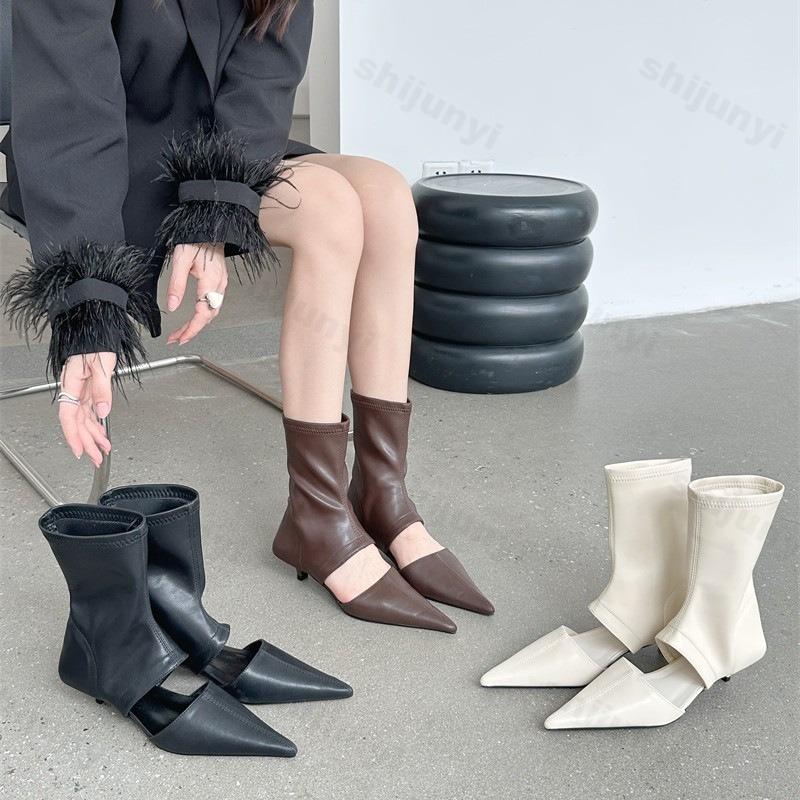 Retro Style Fashion Pointed Head Short Tube Hollow Cool Boots Women's  Spring New Breathable Comfortable Casual Ankle Boots