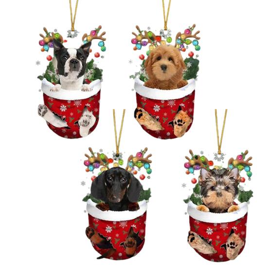 Vánoční stromeček závěsný oboustranný neblednoucí přívěsek Vtipné punčochy Design Tiskové kouzlo Ornamenty