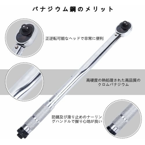 Torque Wrench Set with 3 12.7mm (1/2") Drive Sockets (17/19/21mm Adapters), 12.7mm to 9.5mm Conversion Adapter + Extension, Case Included, 28-210Nm Ca