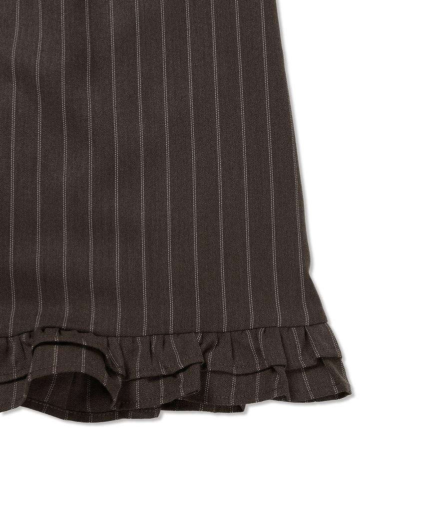 Michikoleondeonkosino Striped Shirred Mini Skirt Chocolate Brown