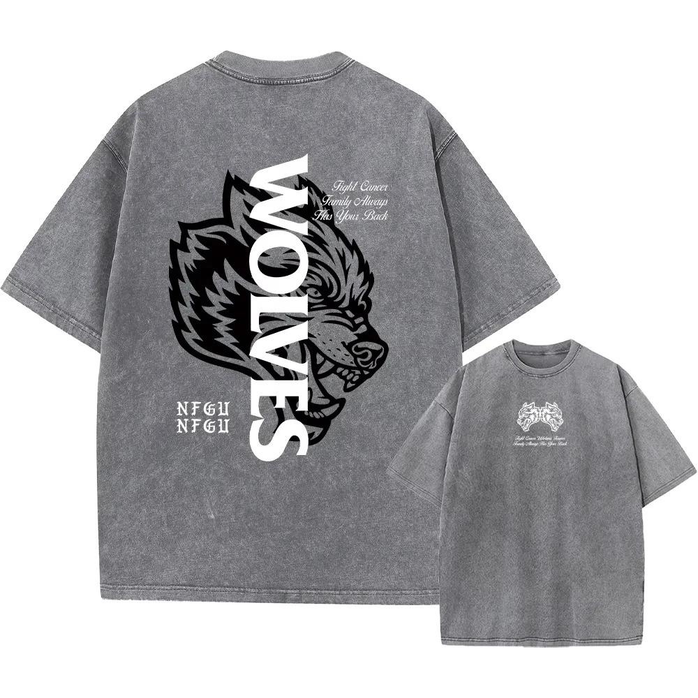 Men's Harajuku Casual Short-sleeved Washed T-shirt Retro Printed Street Hip-hop Retro Punk T-shirt Pickled T-shirt Top