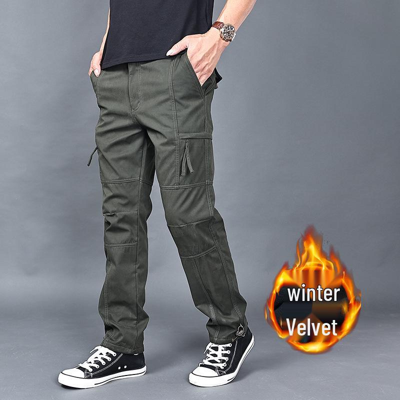 Pánské zimní voděodolné pracovní kalhoty s fleecovou podšívkou a mnoha kapsami