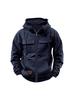 Men's Retro Leather Patch Hooded Sweatshirt - Solid Color, Cross-Border, Autumn/Winter Collection